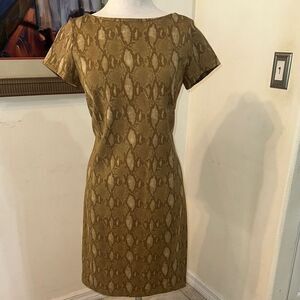 Ralph Lauren Camel/Brown Snake Print Sheath Dress Size Medium